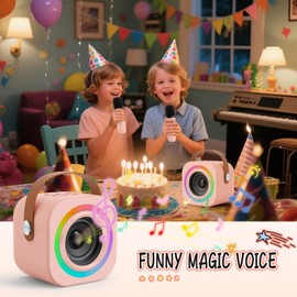 Mini Karaoke Machine for Kids with 2 Wireless Mics,TOP Singing Toys Birthday Gifts Ideas for Girls Ages 3,4,5,6,7,8,9,10,11,12+ Years Old,Great Gift Ages Girls,Boys Trend Party (Pink)