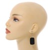 Black Glass Square Drop Earrings In Silver Tone - 60mm