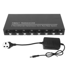 Gigabit Ethernet Switch 10 Ports 20KM/SC Tx1310nm Rx1550nm LED Indicator Fiber Media Converter for Office 100‑240 UK Plug