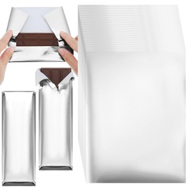 Tanlade 200 Pcs Chocolate Candy Wrappers Aluminum Foil Candy Bar Wrappers with Thick Paper Backing Foil Sheets for Food DIY Candies Wrapping Packing Gifts, 7.5 x 6 Inch (Silver)