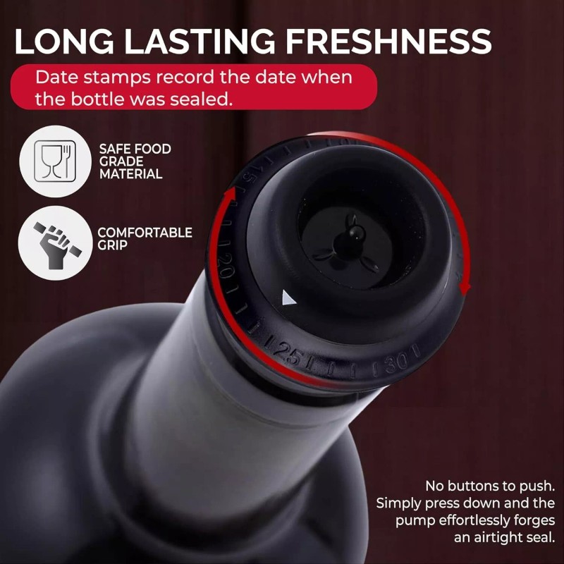 LEVARE Rechargeable Wine Saver Vacuum Sealer USB Charger w/4 Universal