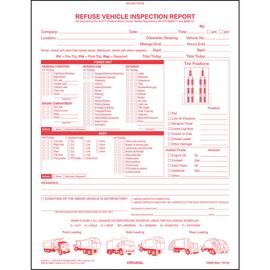 Refuse Truck Driver's Vehicle Inspection Report 10-pk. - Book Format, 2-Ply Carbonless, 8.5" x 11", Red Ink, 31 Sets of Forms Per DVIR Book - Meet FMCSR Requirements - J. J. Keller & Associates