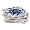 Counterart Absorbent Tumbled Tile Stone Coaster Set Blue and White