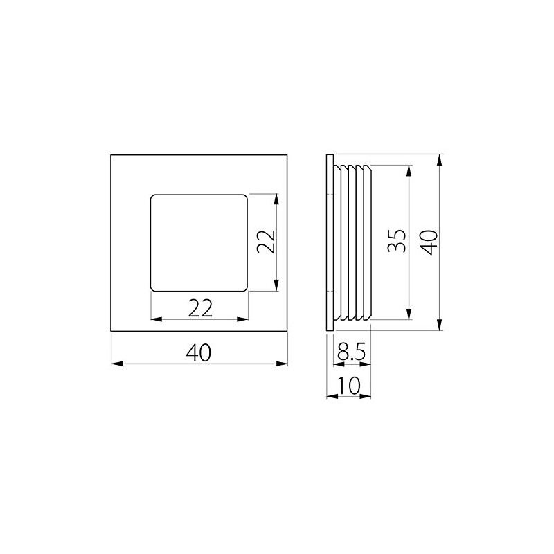 Recessed Flush Sliding Door Handle Pull Square 40 x 35