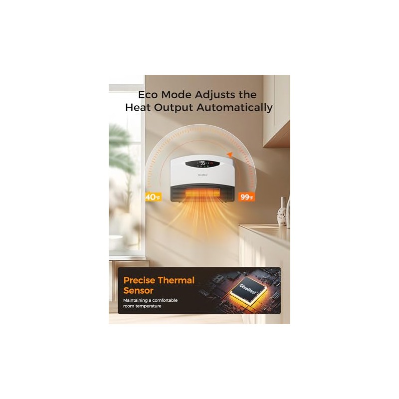 GiveBest Smart Wall Heater, 1500W Electric PTC Space Heaters for