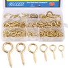 Glarks 100-Pieces 6 Size Brass Plated Lag Eyebolts Screw-in Eye