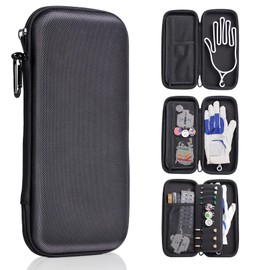 Ponsonbay Golf Glove Holder Case for Accessories with Removable Glove Shaper Portable Golfer Gifts for Men & Women Golf Caddy Organizer Case with Storage Slots for Divot Tools, Tees & Ball Markers