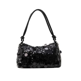 Women Sequin Bag Small Shoulder Tote Sparkly Purse Clutch Handbags Evening Bag Party Bling Glitter Sparkle Sequin Purse (black purse)