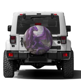 Delerain Spare Tire Cover Cool Purple Dragon Wheel Covers Waterproof Dust-Proof UV Sun Universal Fit for Trailer RV SUV Truck and Many Vehicle (17 Inch for Diameter 31"-33")