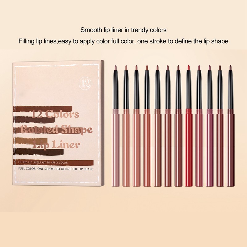 12pcs Lip Liner Set Matte Lip Liners Kit Waterproof Long