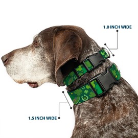 Buckle-Down St. Patrick's Day Mickey Collage Greens Plastic Clip Collar, Narrow Small/6-9