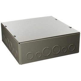 Wiegmann SC121204 SC-Series NEMA 1 Screw Cover Wallmount Pull Box with Knockouts, Painted Steel, 12" x 12" x 4"