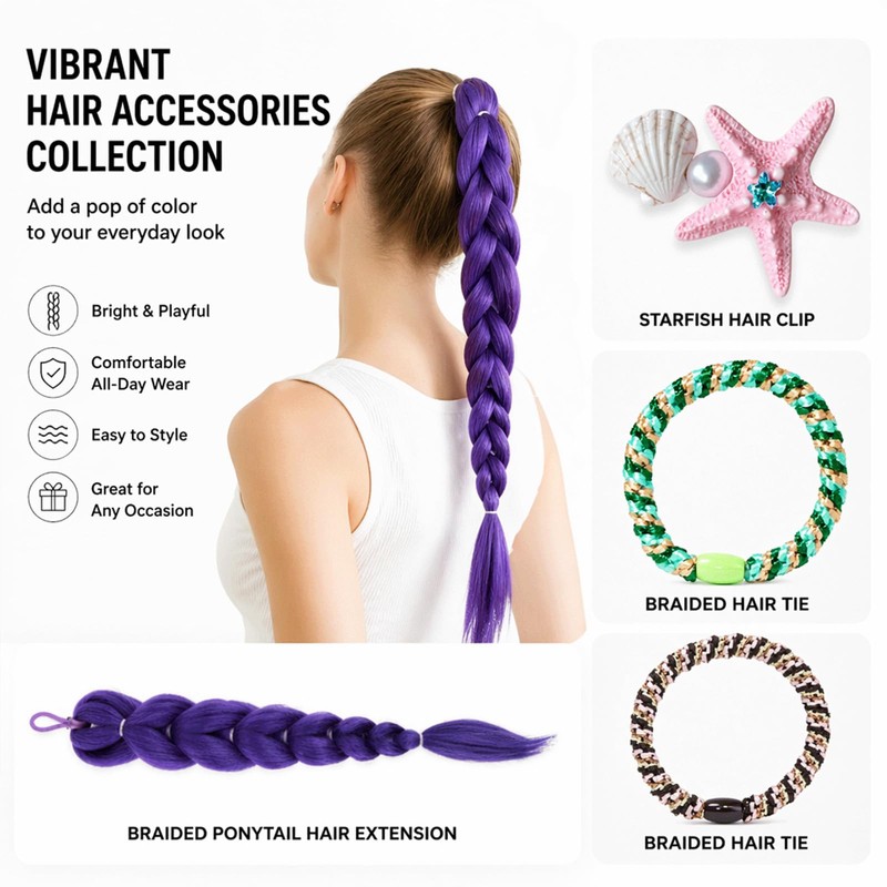 Hair Accessories Set - Ponytail Hair Extensions - Rhinestone Hair