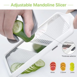 Mandoline Vegetable Slicer for Kitchen - Adjustable 3-Function Thickness,Comfort Grip&Safety Hand Guard,Adjustable Vegetable Slicer,Mandolin,Onion,Potato,Tomato, Cucumber Salad Food Slicer.