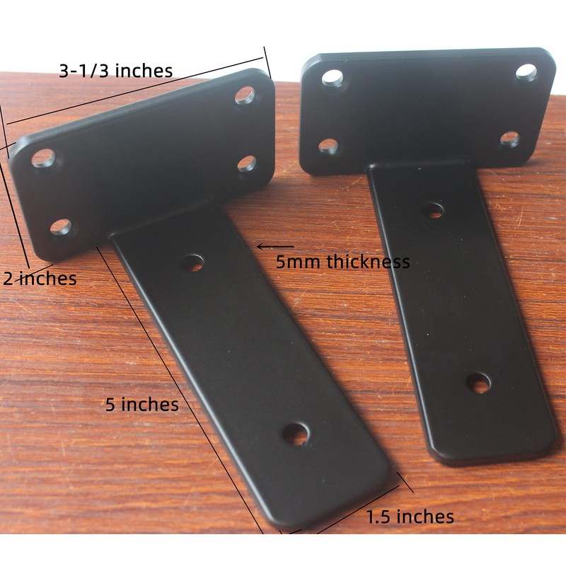 4 Pack - 5 inch Black Hidden L Shelf Bracket