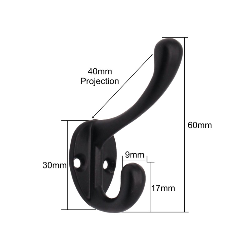 EAI Hat Coat & Robe Hook - Matt Black -