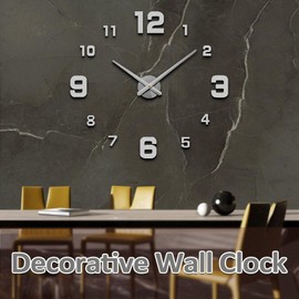 Mintime Modern Frameless DIY Wall Clock Large 3D Wall Watch Mirror Numbers for Home Office Decorations