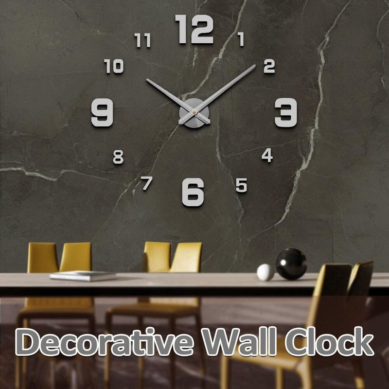 Mintime Modern Frameless DIY Wall Clock Large 3D Wall Watch