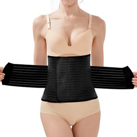 Trendyline Postpartum Belly Band Wrap: Post Partum Waist Binder C Section Recovery Abdominal Belt After Surgery - Postpartum Belly Compression Tummy Tuck Support Binder for Women (Medium, Black)