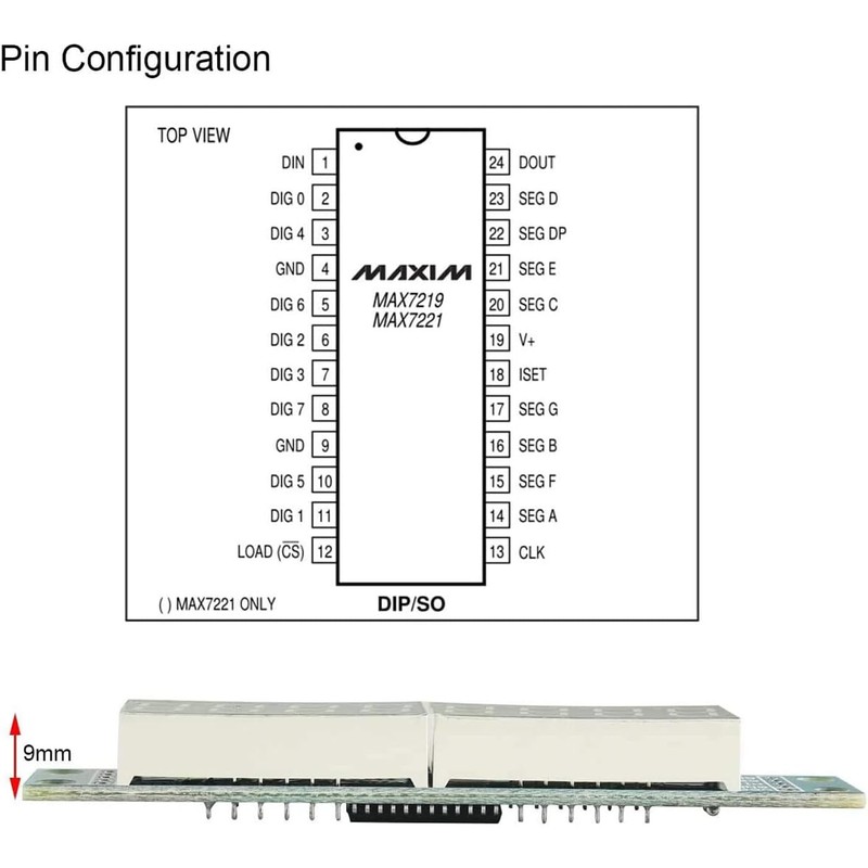 MAX7219 8-Digital Segment Digital LED Display Tube for Arduino 51/AVR/STM32