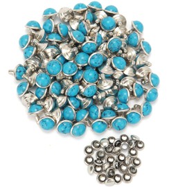 Weebee 100 Sets Blue Turquoise Rapid Rivets Studs Tandy DIY Leather Rivets Craft for Belt Boots Jacket Garment Accessories