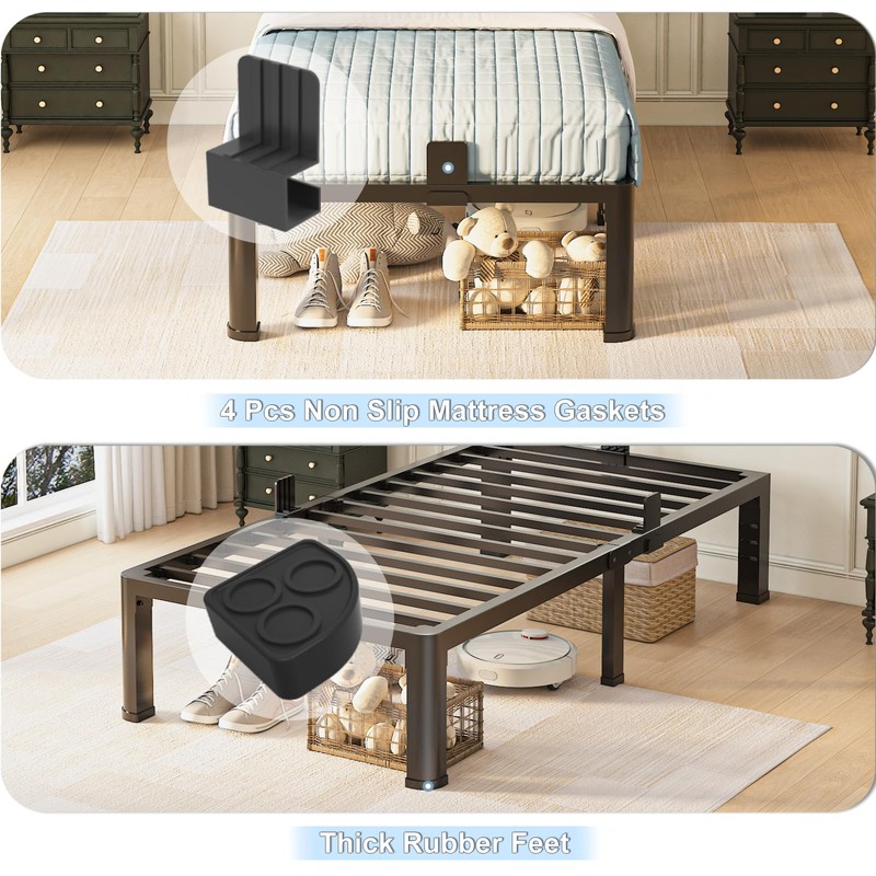 Yitong Angel 14 inch Twin Bed Frame with Rounded Corner