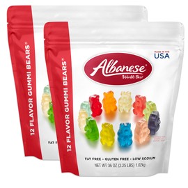 Albanese World's Best 12 Flavor Gummi Bears | 2 Pack - 36oz Bags of Candy | 12 Unique Flavors, Gluten Free, Fat Free, Soft Gummy Bears | Perfect as a Travel Snack and Sharing with Friends