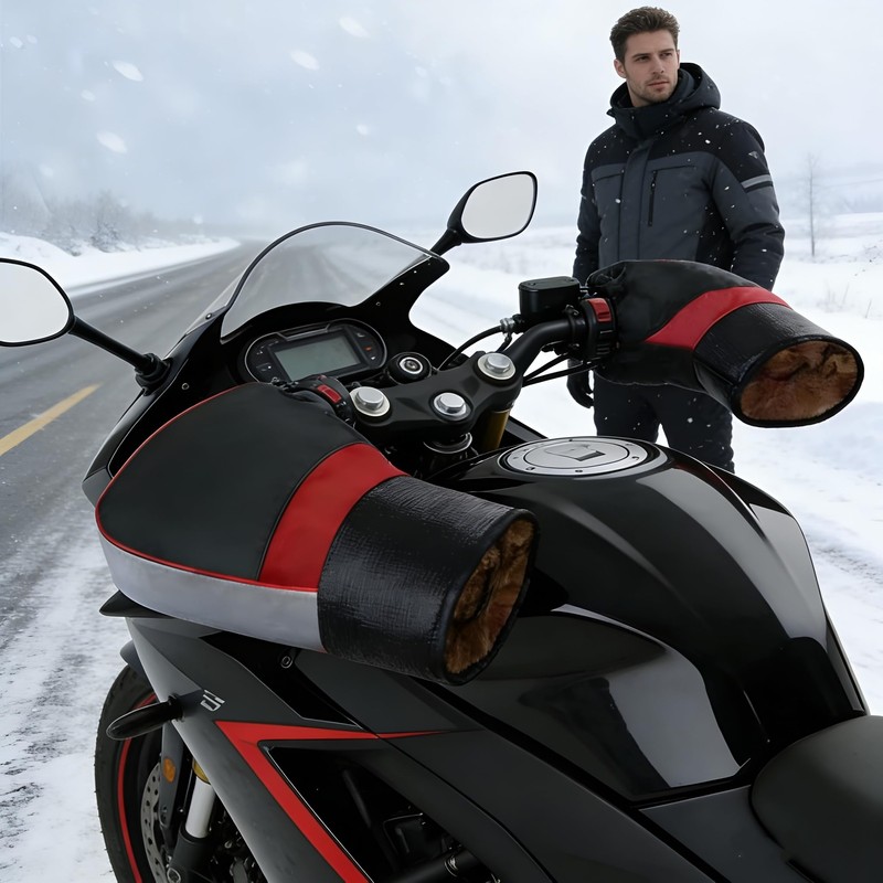 HKSICHENGKEJI Motorcycle Plush Handlebar Gloves Muffs Winter Windproof Thermal ATV
