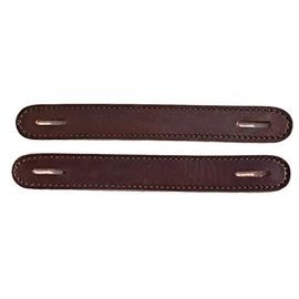 Pair of Havana Brown Leather Slotted Steamer Trunk Handles