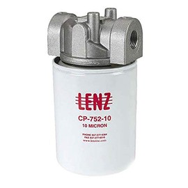 Lenz Spin-On Filters Assembly CP-1280-10P W/T IND PT: 10 Micron, 150 PSI, 55 GPM, 1 1/4” NPTF Port, 15 PSI Bypass, with Indicator Ports, 221009
