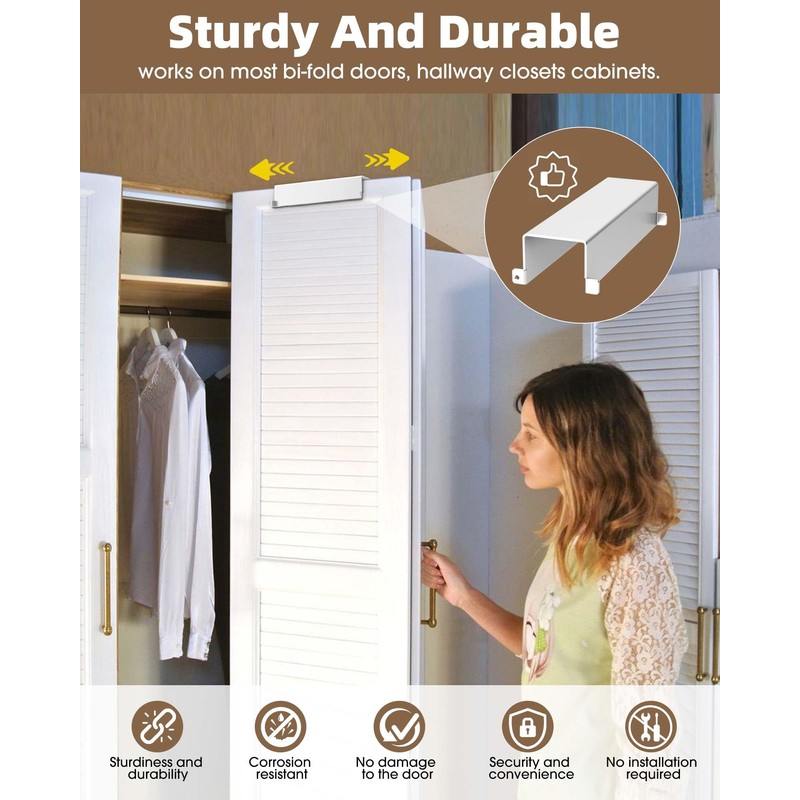 Metal Bifold Door Lock,Fits Bi-Fold Closet Doors from 1 1/8"