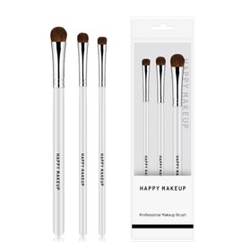 Meltryllis Eyeshadow Brush, Makeup Brush, Set of 3, Natural Bristles, For Eye Makeup, Eye Shadow Brushes, Ultra Soft, Skin-friendly, Fine Brush Type, For Beginners, Professionals, Makeup Tools (White)