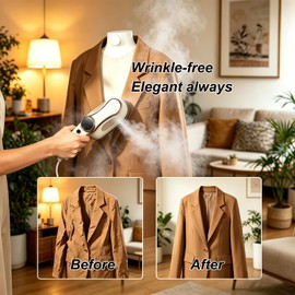 Travel Steam Iron 1200W Handled Steamer for Clothes Mini Garment Steamer Iron with 3 Steam Levels, Smart LCD Screen, 180° Rotating Handle, 10S Fast Heating for Travel, Home, Office, White