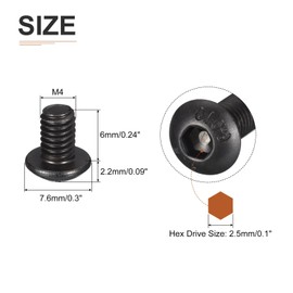 DTGN M4-0.7 x 6 mm Allen Screws with Pan Head - Pack of 50 - Suitable for Machines - Carbon Steel Black Oxide - Hex Drive Full Thread Attachment