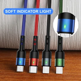 USAMS Multi Charging Cable 2Pack 4FT 4 in 1 Nylon Braided USB Fast Charging Cord Adapter Type C Micro Port Compatible Cell Phones Tablets and More