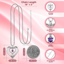 ALLAN KOA Birthstone Necklace for Women – Christmas Gifts for Women, Elegant Sterling Silver Heart Necklace, Perfect for Celebrating her Life’s Special Moments (June Alexandrite)