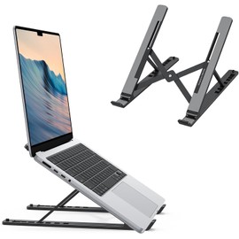 OMOTON Ergonomic Laptop Stand for Desk – 7 Adjustable Angles, Portable ABS Laptop Riser Holder, Foldable Computer Stand Compatible with MacBook, Dell, HP, Lenovo, iPad and All 10-15.6" Laptops