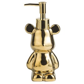 Small Bathroom Soap Dispenser with Pump, Cute Bear-Shaped Design, Ceramic Liquid Soap Dispenser (Gold)