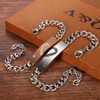 Cupimatch 2 x Couples’ Bracelets, Stainless Steel Heart, Love Curb