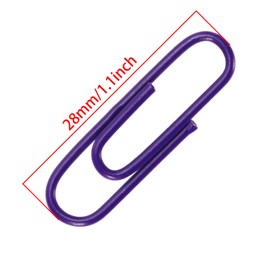Tupalizy 28mm Small Colored Plastic Coated Paperclips Metal Bookmark Memo Note Paper Clip Clamps for File Document Organizing and Home Office School Supplies, 100PCS (Purple)