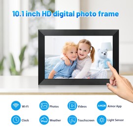 Anna Bella WiFi Digital Picture Frame, 10.1 Inch Digital Photo Frame with1280x800 IPS LCD Touch Screen, 32GB Storage, Auto-Rotate Photo Frame Share Your Photos and Videos via AiMOR App, Black