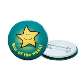 Sticker Factory 38mm Star reward badges: 'Star of the week!': 40 pin badges.
