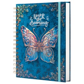 Spiral Notebook College Ruled Journal for Writing B5 3D Butterfly Notebooks Writing Journal for Women with Elastic Closure Band 192 Pages Lined Paper for School Office