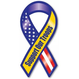 SUPPORT OUR TROOPS RIBBON 8" x 3.75"  MAGNET CAR AUTO KITCHEN Refrigerator NEW