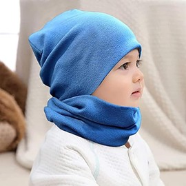 MAKFORT Cotton Newborn Baby Winter Hat and Scarf Set for 1-7 Years Newborn Baby Beanie Hat Kids Tube Cotton Loop Scarfs