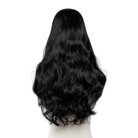 SARLA Long Black U Part Hair Extensions Clip in 24 Inch Synthetic Wavy Curly Full Head U Shape Hair Wigs for Black Women Girls