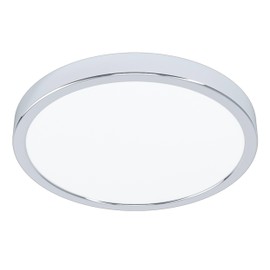 Eglo LED Flush Ceiling Light Fueva 5, Ø 11 in, Round Bathroom Lighting Made of Chrome Coloured Metal and Plastic, Warm White lamp, IP44