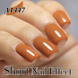 Double Rhythm 15ML Gel Polish Jelly Sheer Pastel Light Milky Color 1 PC 0.53 OZ Bottle UV Nail Polish Art Salon at Home for Women (Brown Nude-B-A1447)