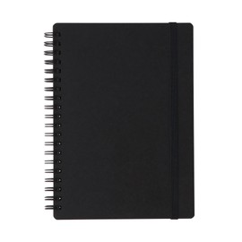 Muji NAA37A8A High Quality Paper, Double Ring Notebook, With Rubber Clasp, Black, B6, 80 Sheets, 0.2 inch (6 mm) Ruled