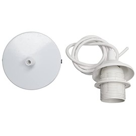 GURU SHOP Ceiling Pendant with Metal Canopy - White E27, 3 x 50 x 10 cm, Electrical Accessories